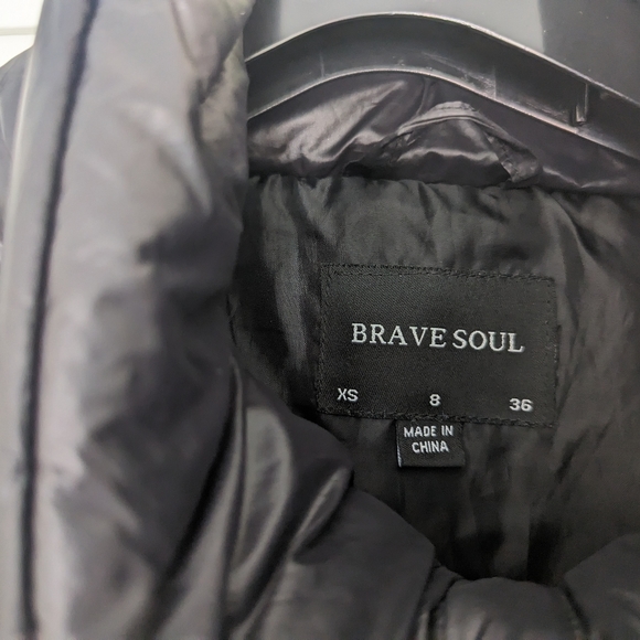 Brave soul black puffer coat size S 8 - Picture 3 of 7